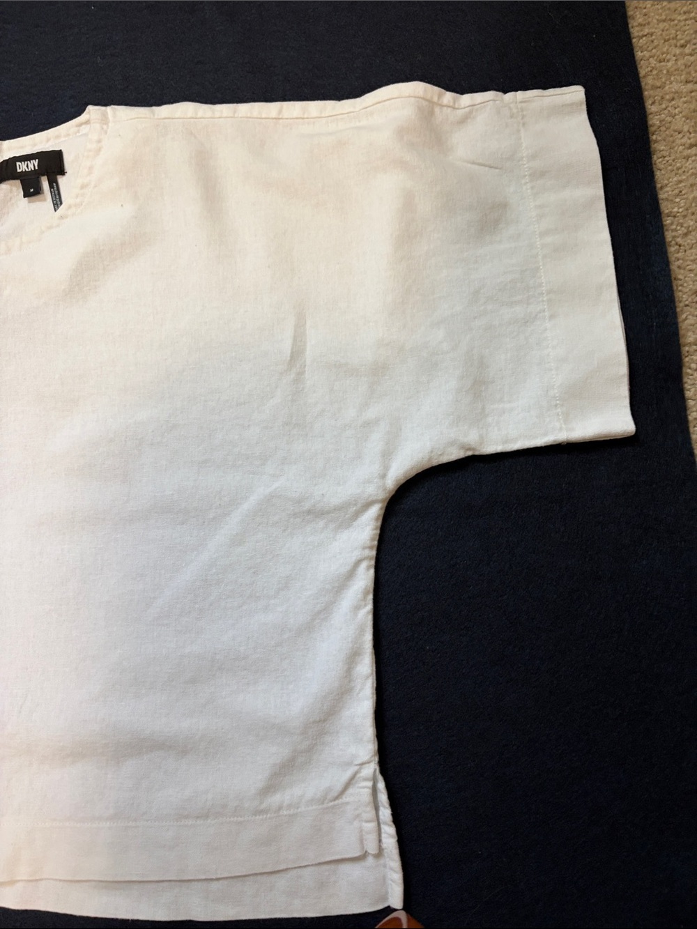 DKNY white Short Sleeve Boxy Top